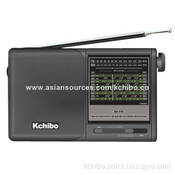 FM/MW/SW1-8 20-band Radio, Powered by D 1.5V x 2 Batteries